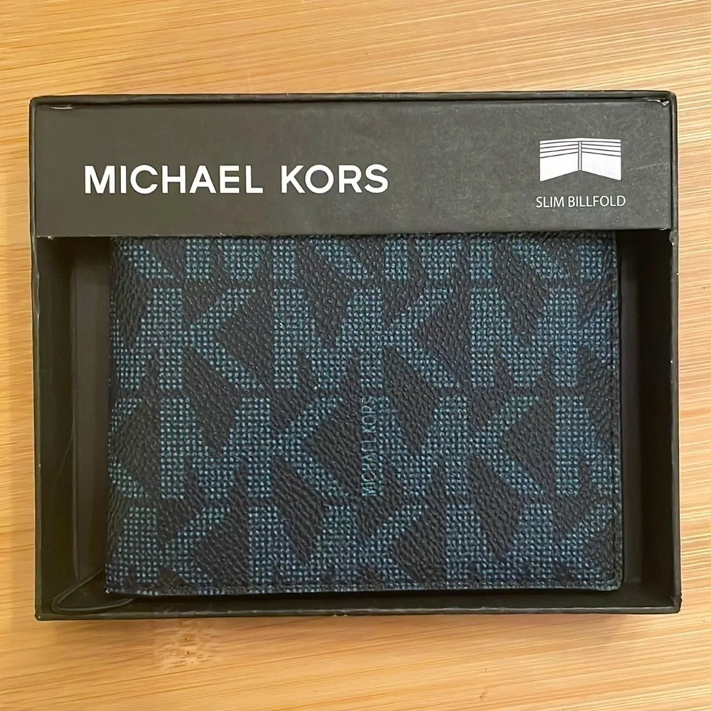 Brand New Michael Kors Admiral Blue Jet Set Slim Billfold Men’s Wallet